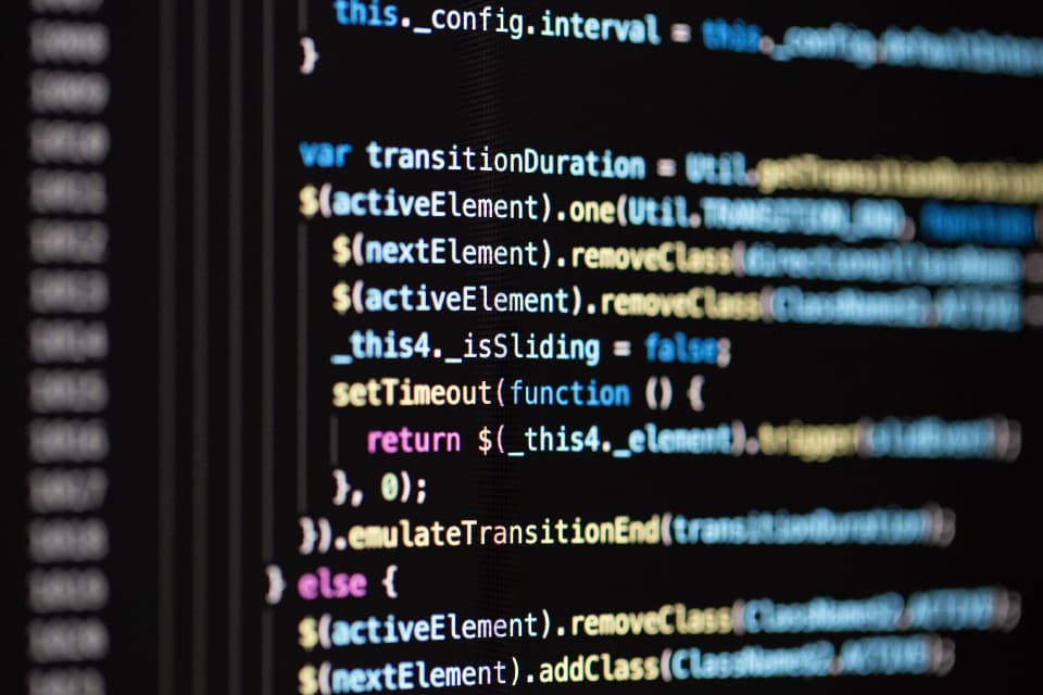 Code on a screen representing cyber security work